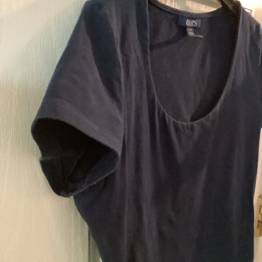 CHAPS Navy Blue, short sleeve top, size L. - Picture 4 of 8